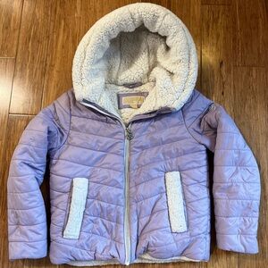 MICHAEL Michael Kors Girl's Puffer Coat Sherpa Hood Lilac Size 10/12